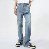 Hearujoy Simple Men Jeans Summer Casual Loose Boot Cut Trousers Zipper Straight Denim Pants Men's Wear Fashion Tide 9C5974